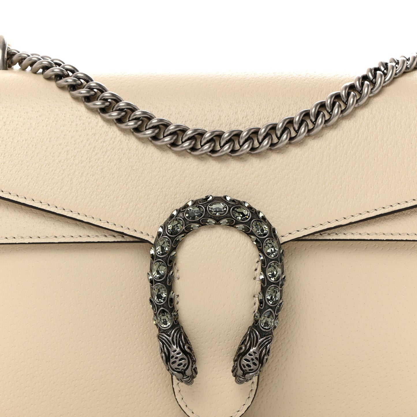 Textured Calfskin Crystal Small Dionysus Shoulder Bag Mystic White