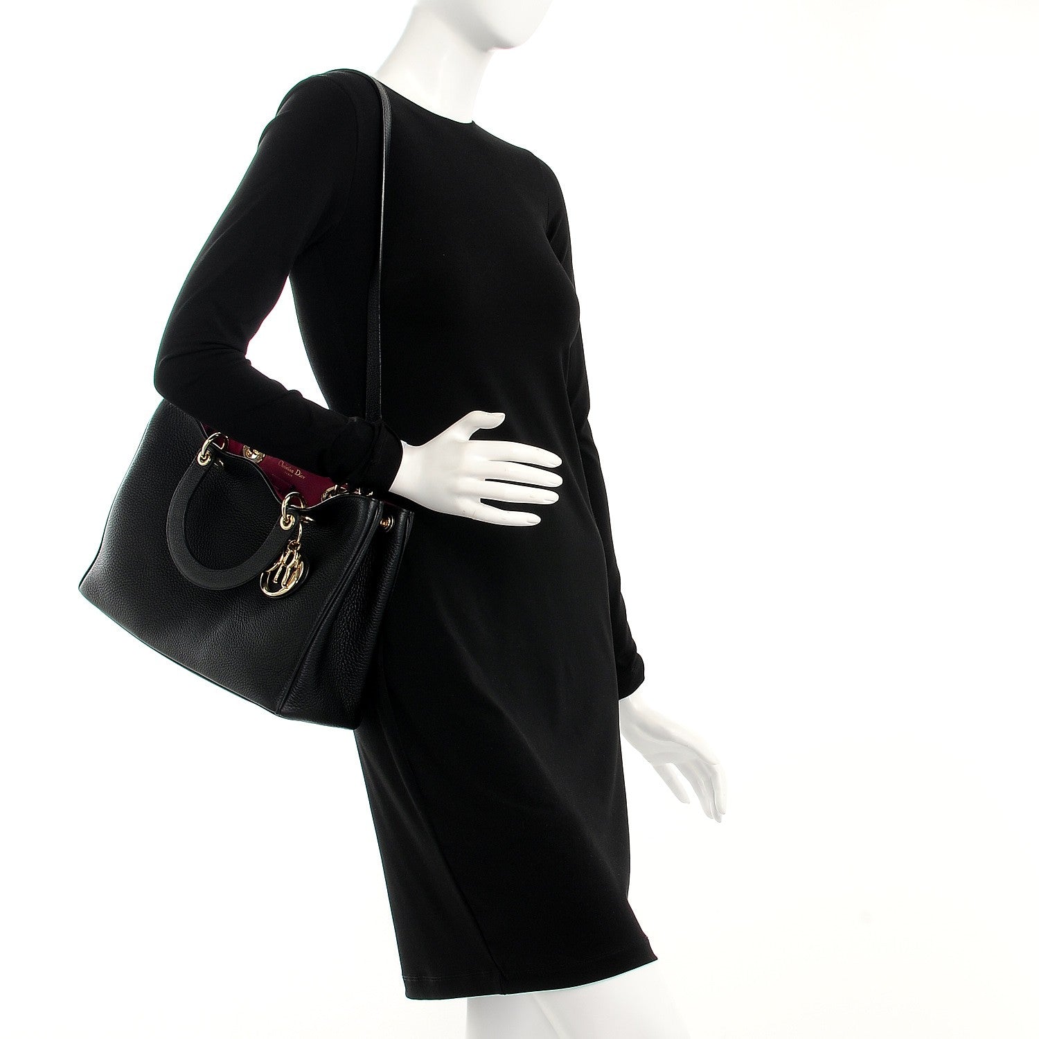 Christian Dior Bullcalf Medium Diorissimo Tote Black Rose Indien 2 of 8