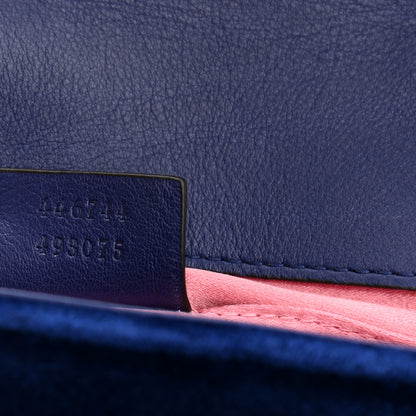 Gucci Velvet Matelasse Mini GG Marmont Shoulder Bag Cobalt Blue 7 of 10