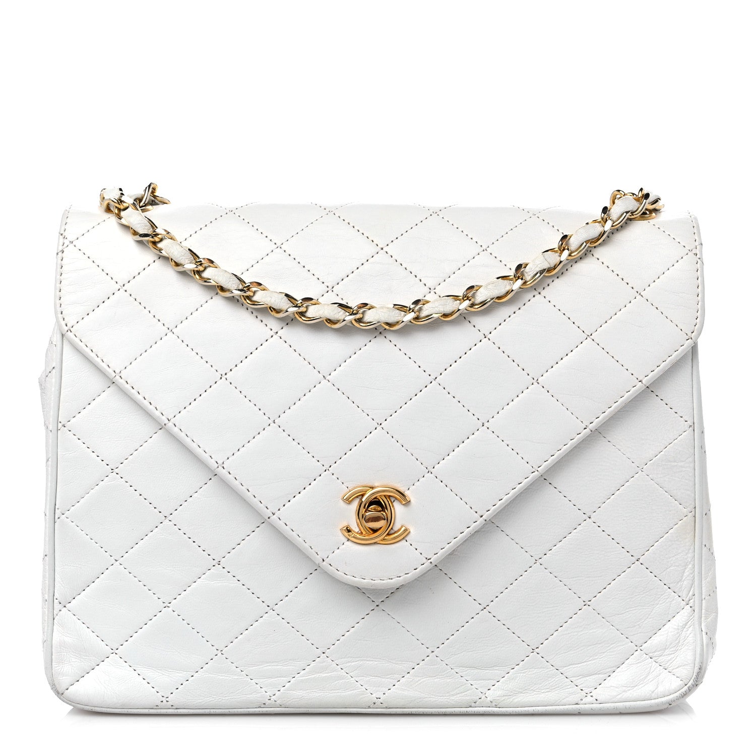 Chanel Lambskin Quilted Envelope Flap White 1 of 16