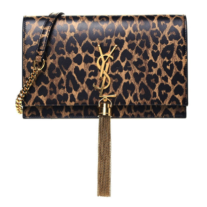 Saint Laurent Calfskin Heart Leopard Print Classic Monogram Kate Tassel Satchel Toffee 1 of 8