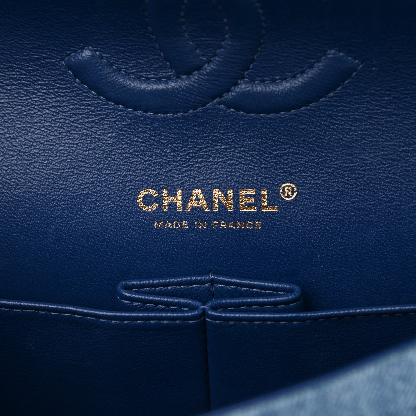 Denim Quilted Medium Double Flap Blue