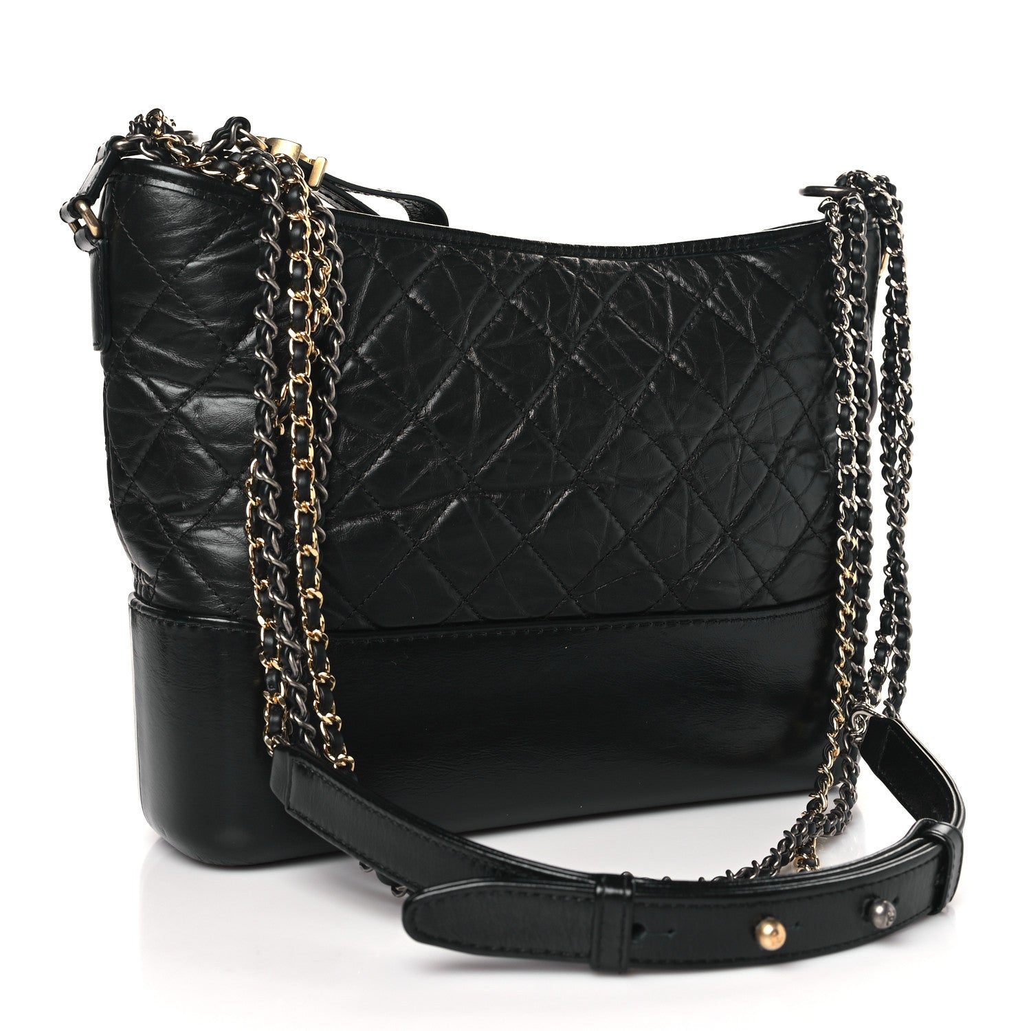 Chanel Aged Calfskin Quilted Medium Gabrielle Hobo Black 3 of 11