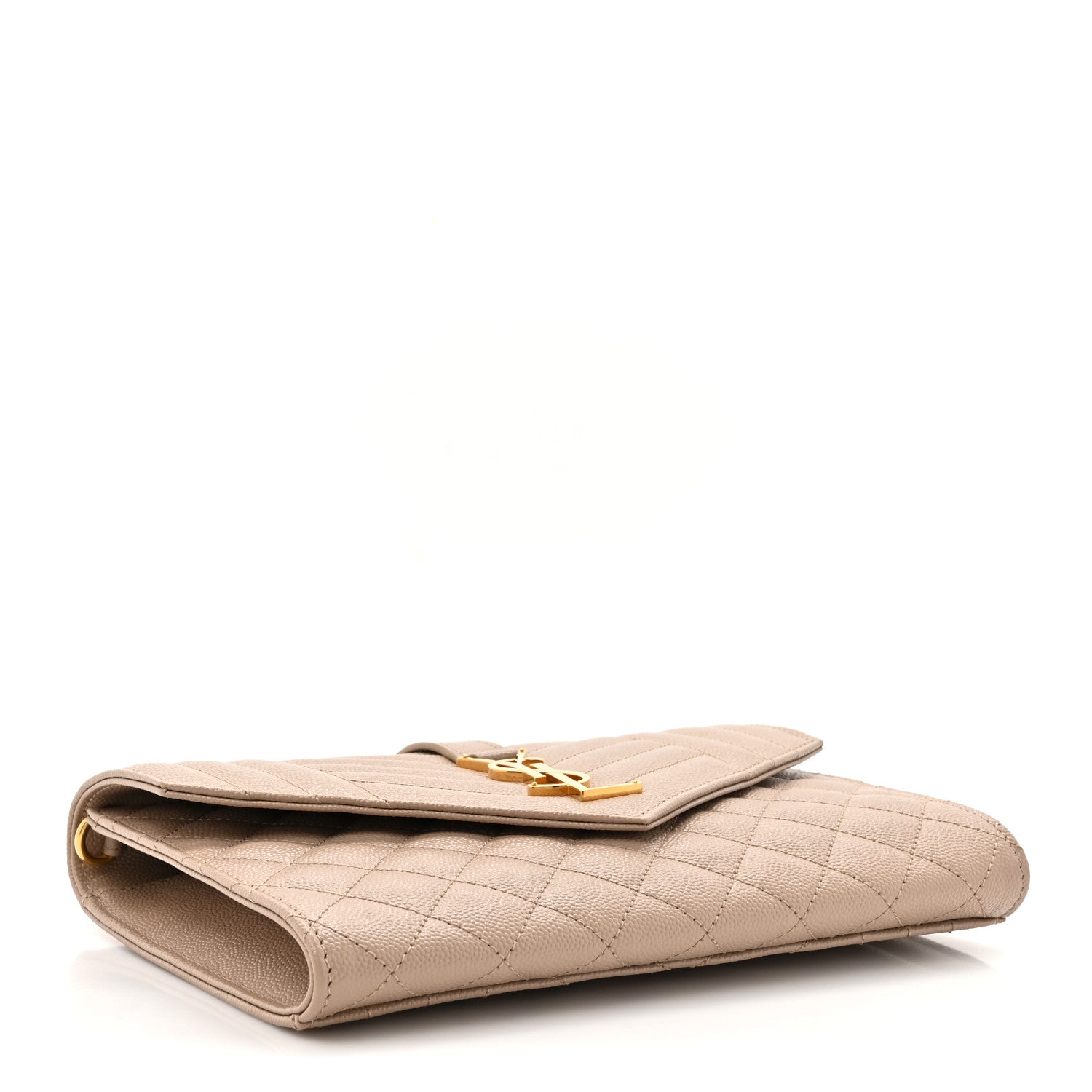 Saint Laurent Grain De Poudre Textured Mixed Matelasse Triquilt Monogram Clutch Dark Beige 4 of 7