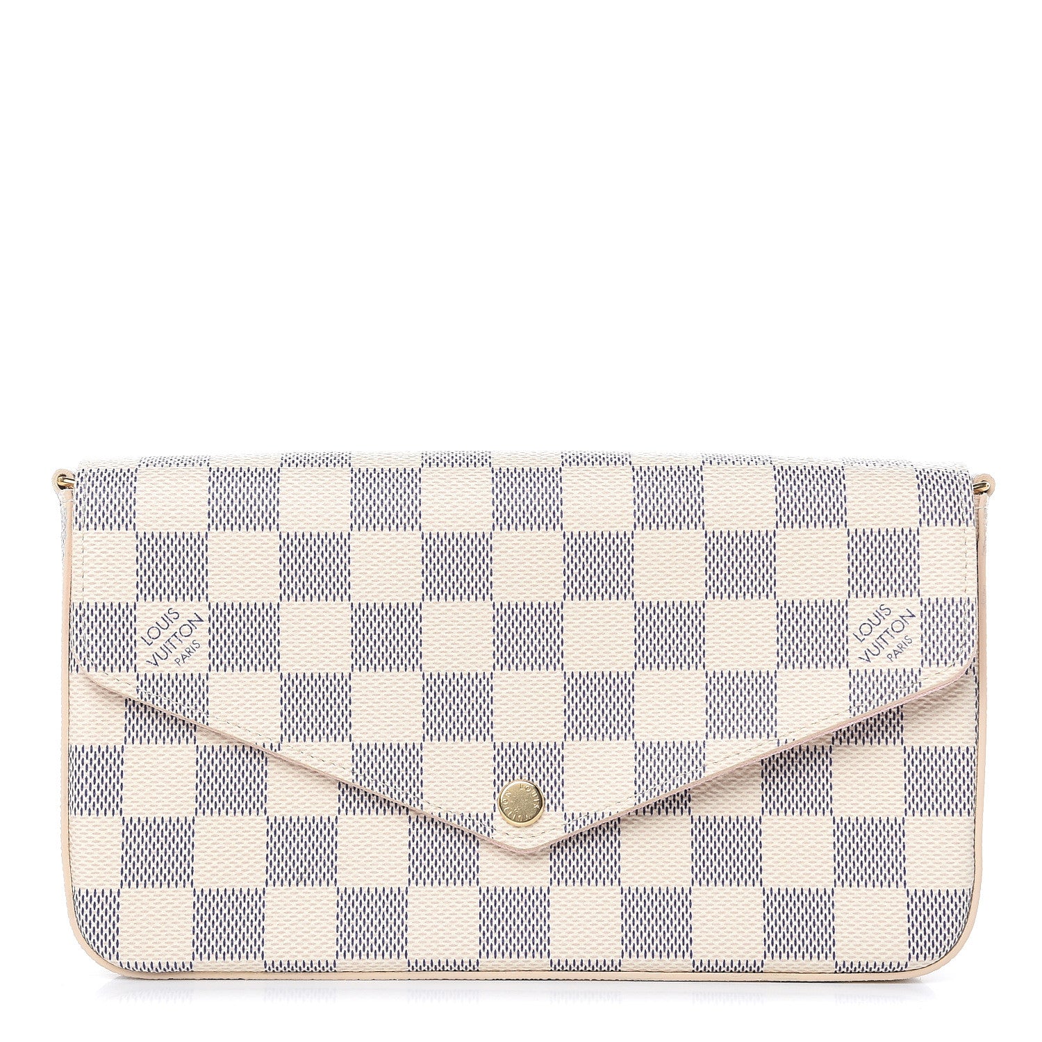 Louis Vuitton Damier Azur Pochette Felicie Chain Wallet Rose Ballerine 1 of 8