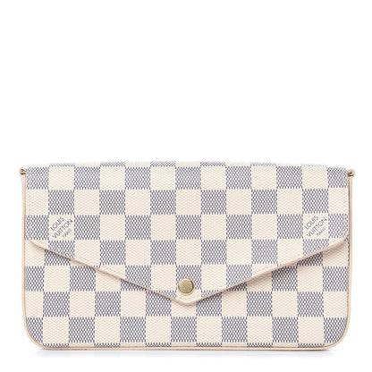 Louis Vuitton Damier Azur Pochette Felicie Chain Wallet Rose Ballerine 1 of 8