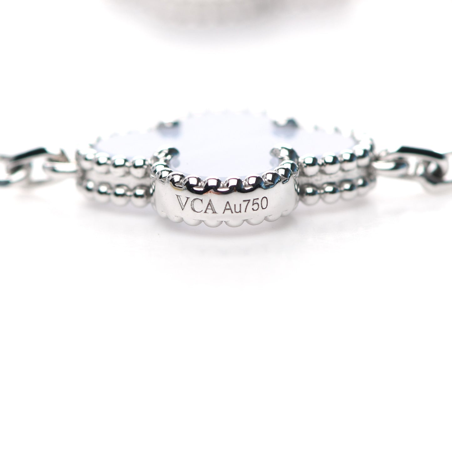 18K White Gold Chalcedony 5 Motifs Vintage Alhambra Bracelet