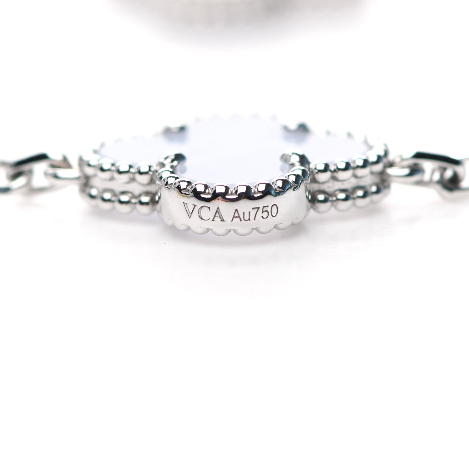 Van Cleef & Arpels 18K White Gold Chalcedony 5 Motifs Vintage Alhambra Bracelet 4 of 7