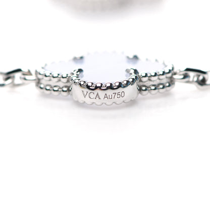 Van Cleef & Arpels 18K White Gold Chalcedony 5 Motifs Vintage Alhambra Bracelet 4 of 7