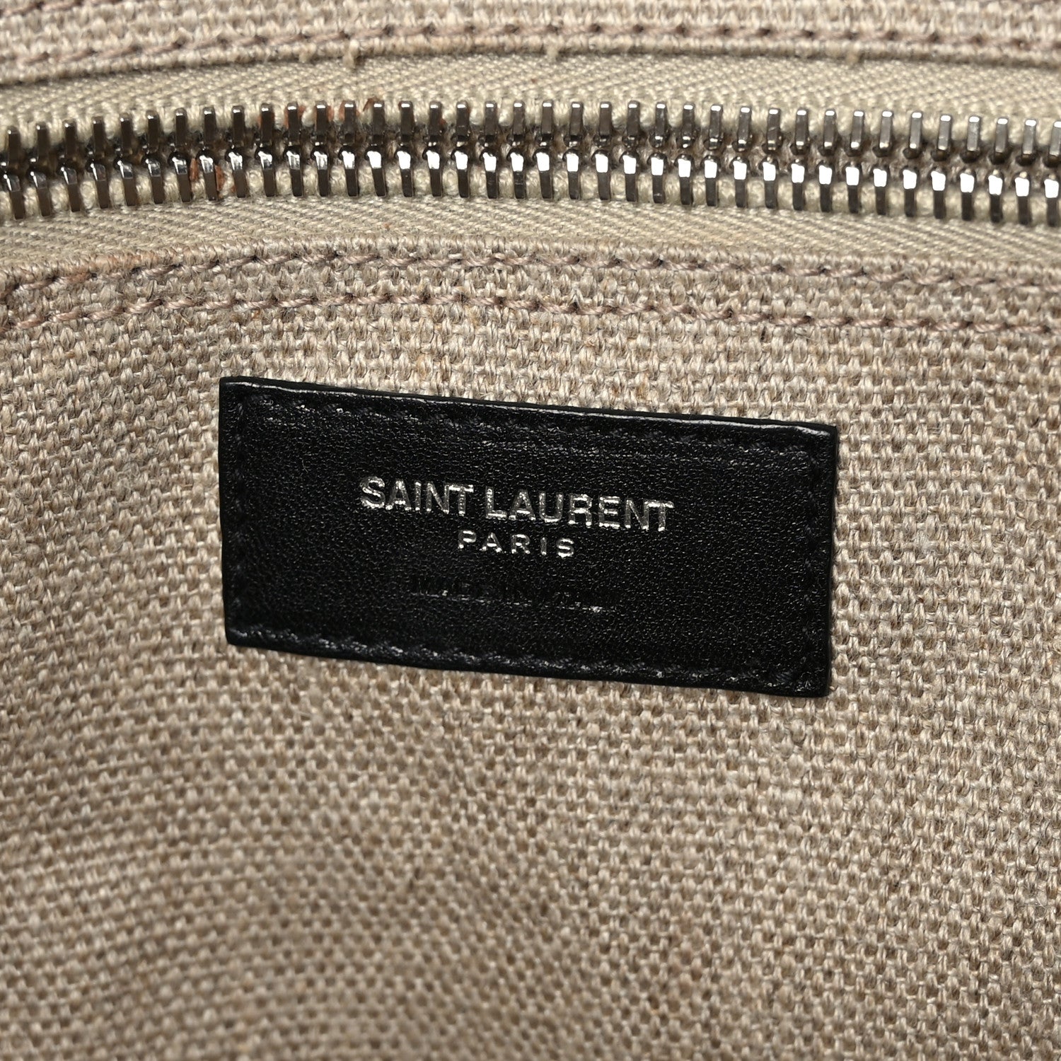 Saint Laurent Linen Calfskin Rive Gauche Tote Optic White 6 of 9