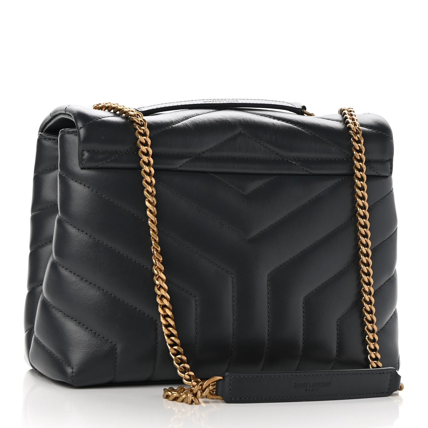 Calfskin Y Quilted Monogram Small Loulou Chain Satchel Dark Smog