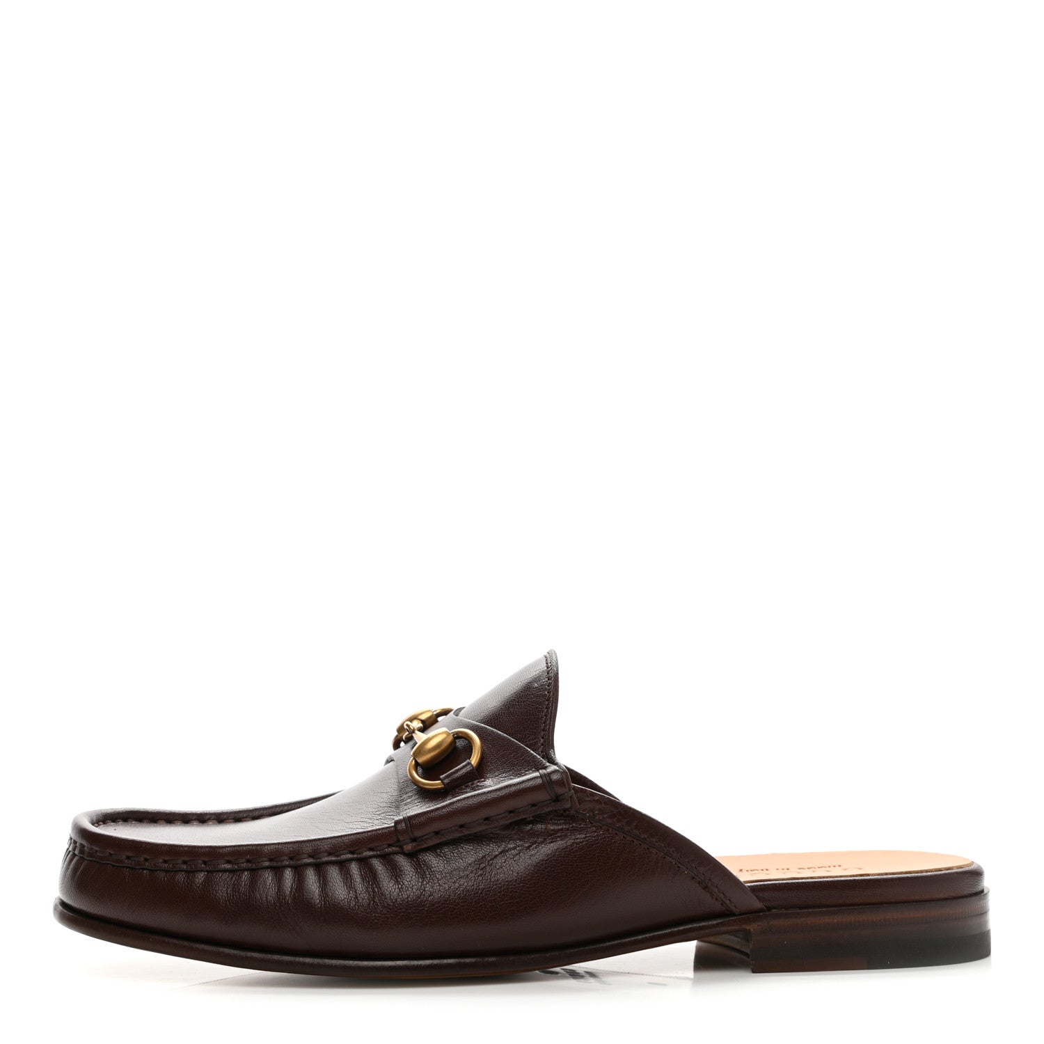 Gucci Goatskin Mens Horsebit Slippers 8 Brown 1 of 9