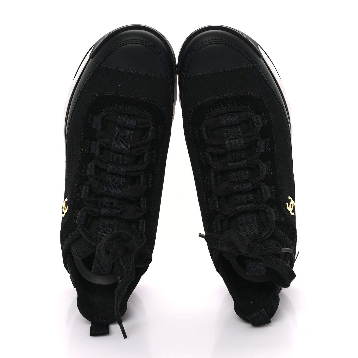 Velvet Calfskin Mixed Fibers CC Sneakers 39 Black