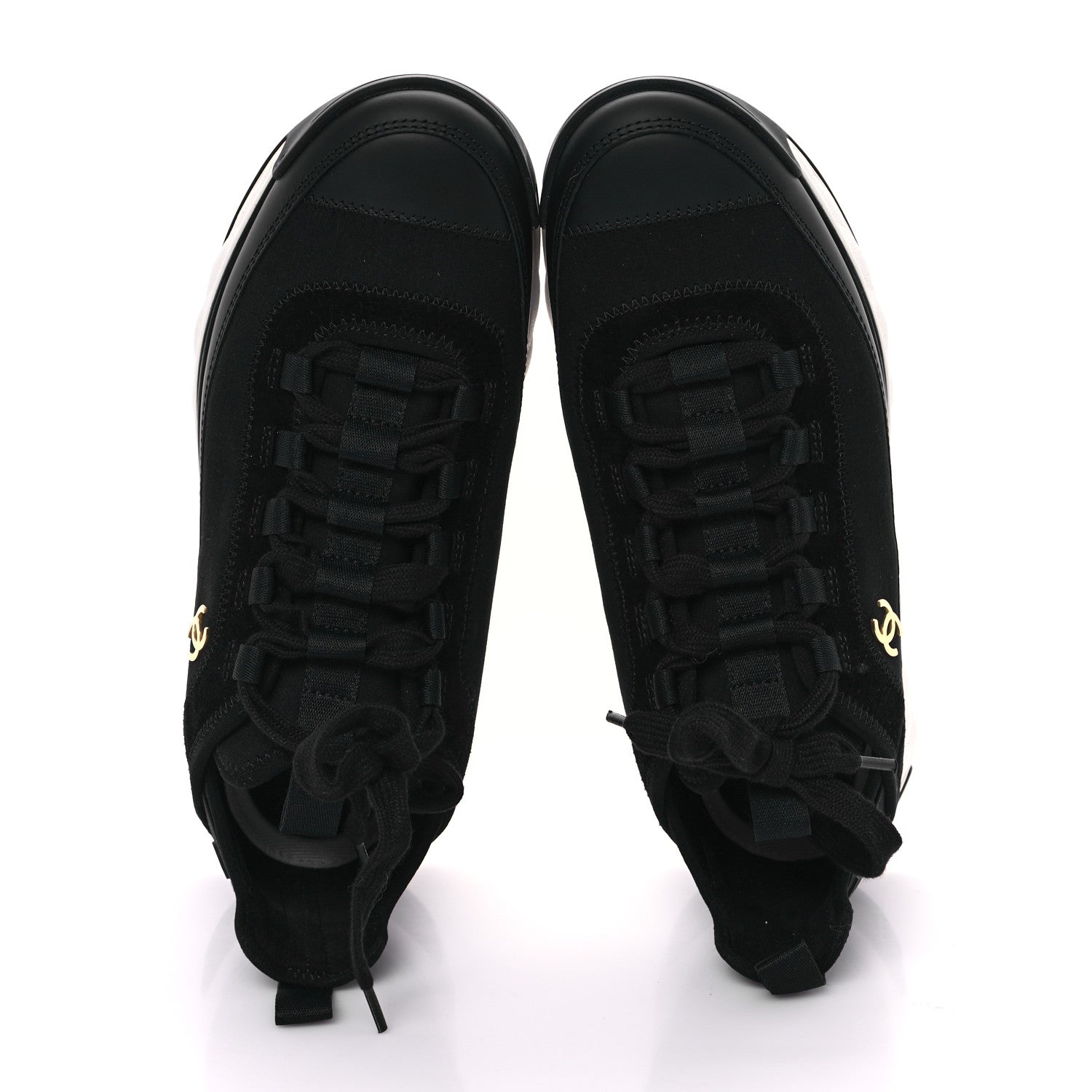 Chanel Velvet Calfskin Mixed Fibers CC Sneakers 39 Black 2 of 10