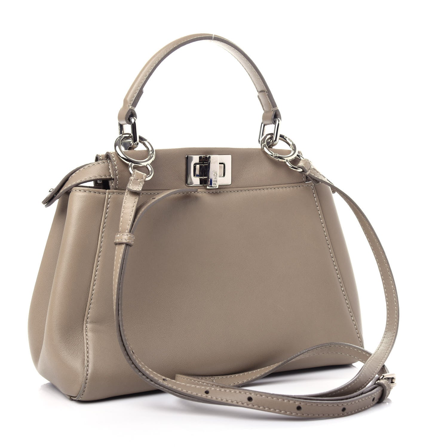 Fendi Nappa Mini Peekaboo Iconic Satchel Tortora 3 of 8