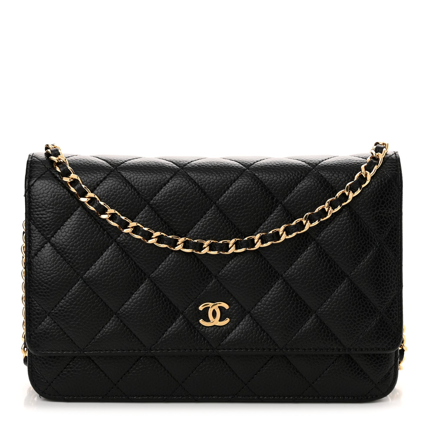 Caviar Quilted Wallet on Chain WOC Black