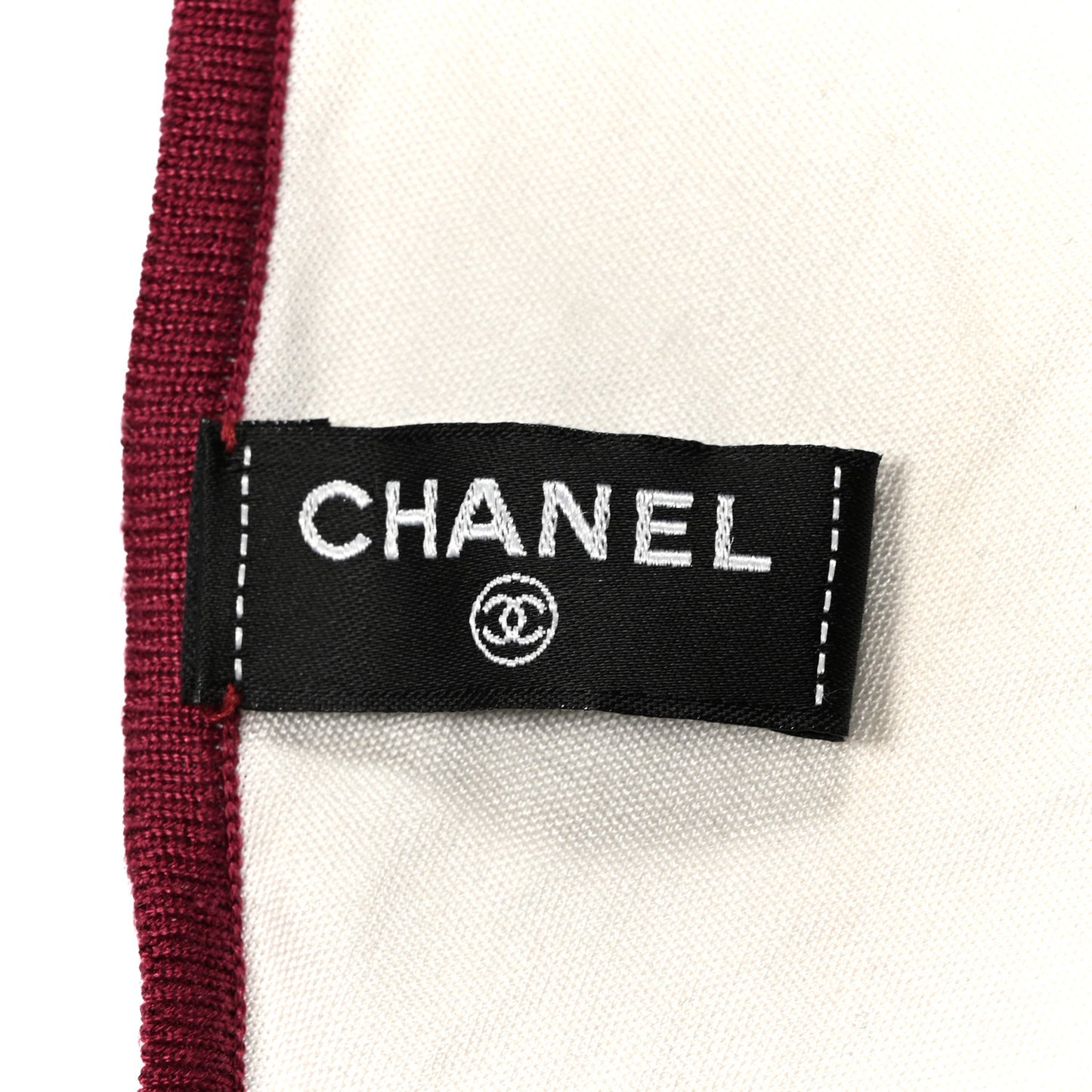 Silk CC Coco Chanel Logo Scarf  White Black Multicolor