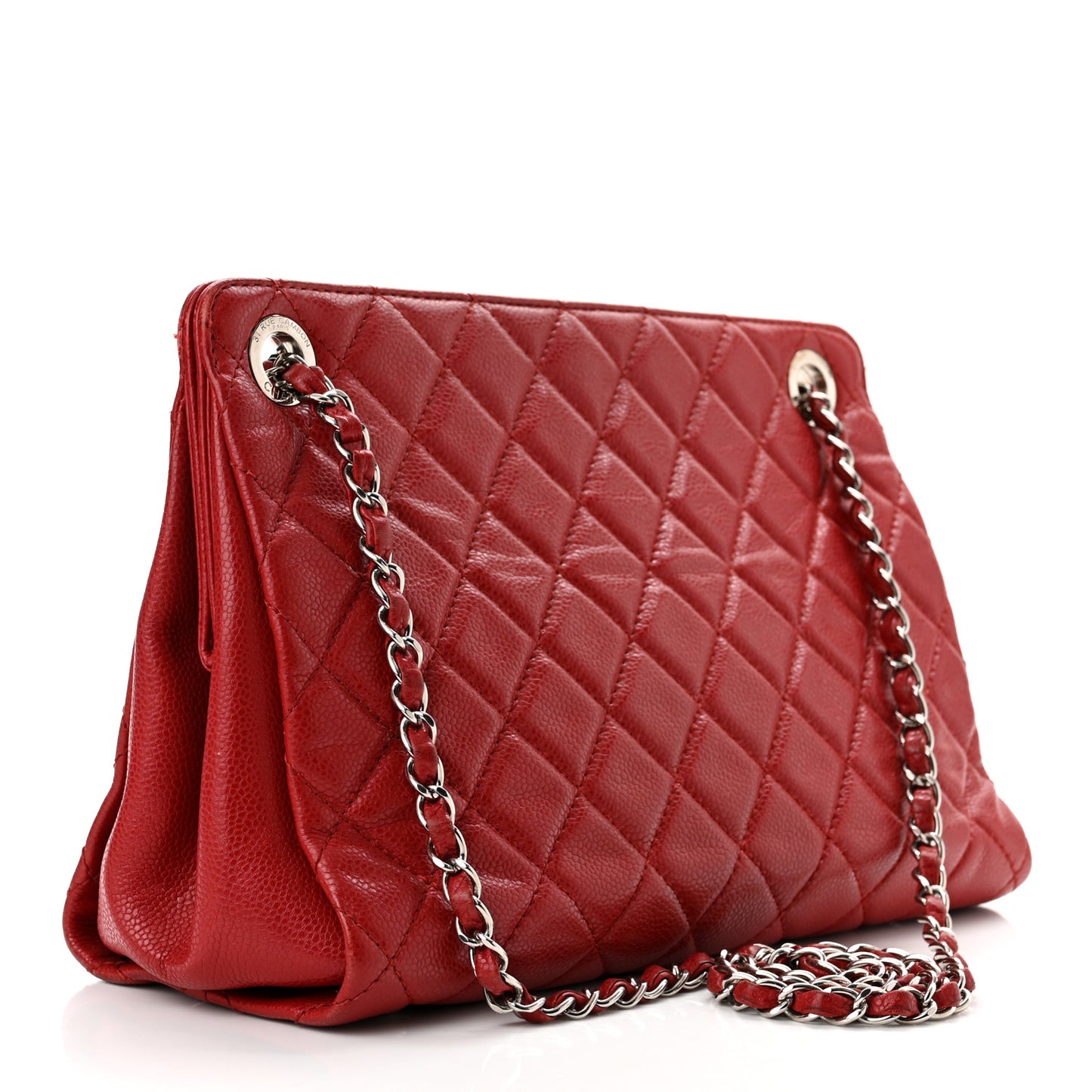 Caviar Quilted Timeless CC Shopping Tote Red