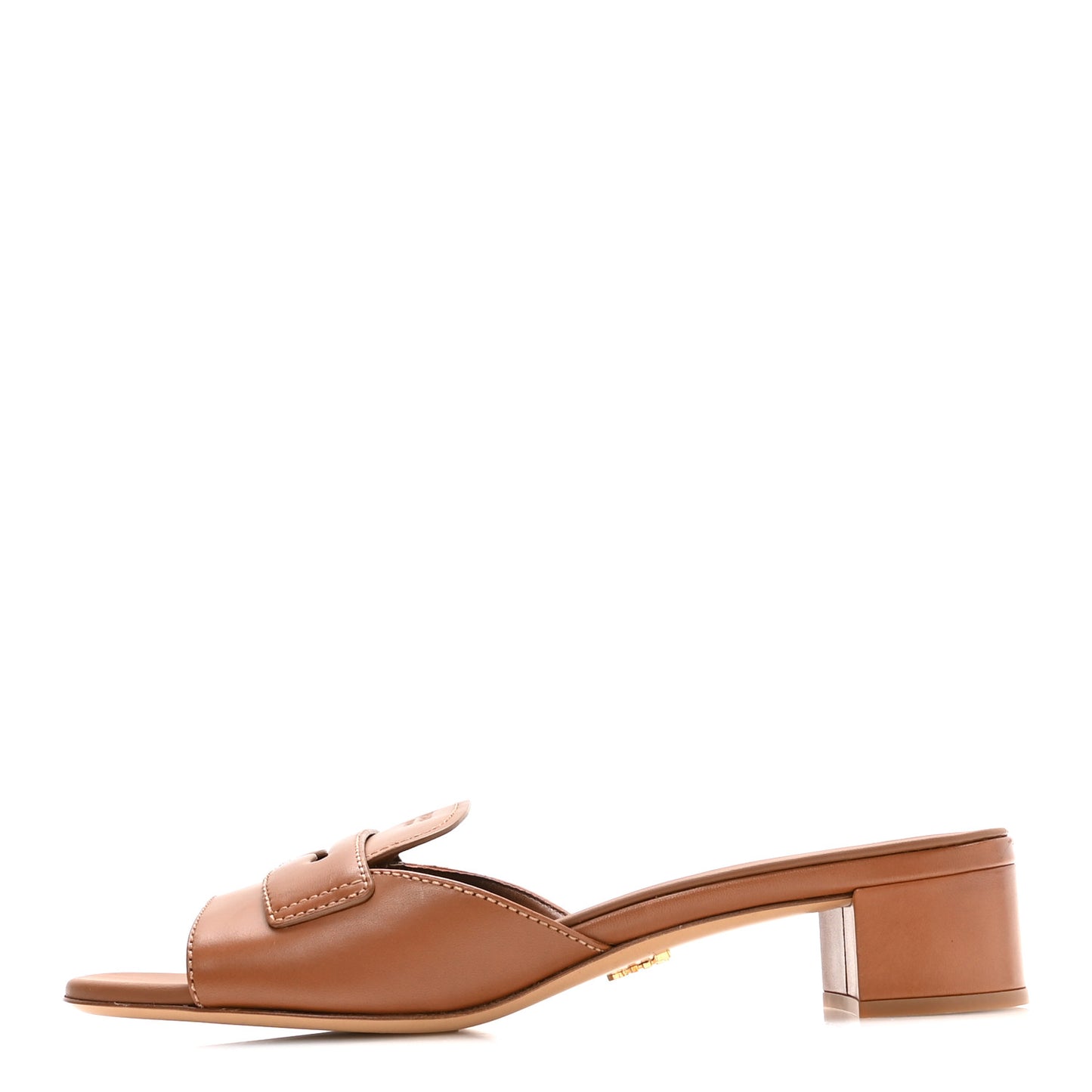 Calfskin Slide Sandals 38.5 Cuoio