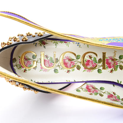 Gucci Satin Embroidered Dragon Caspar Pumps 38.5 Purple Oro Vecchio Black 8 of 11