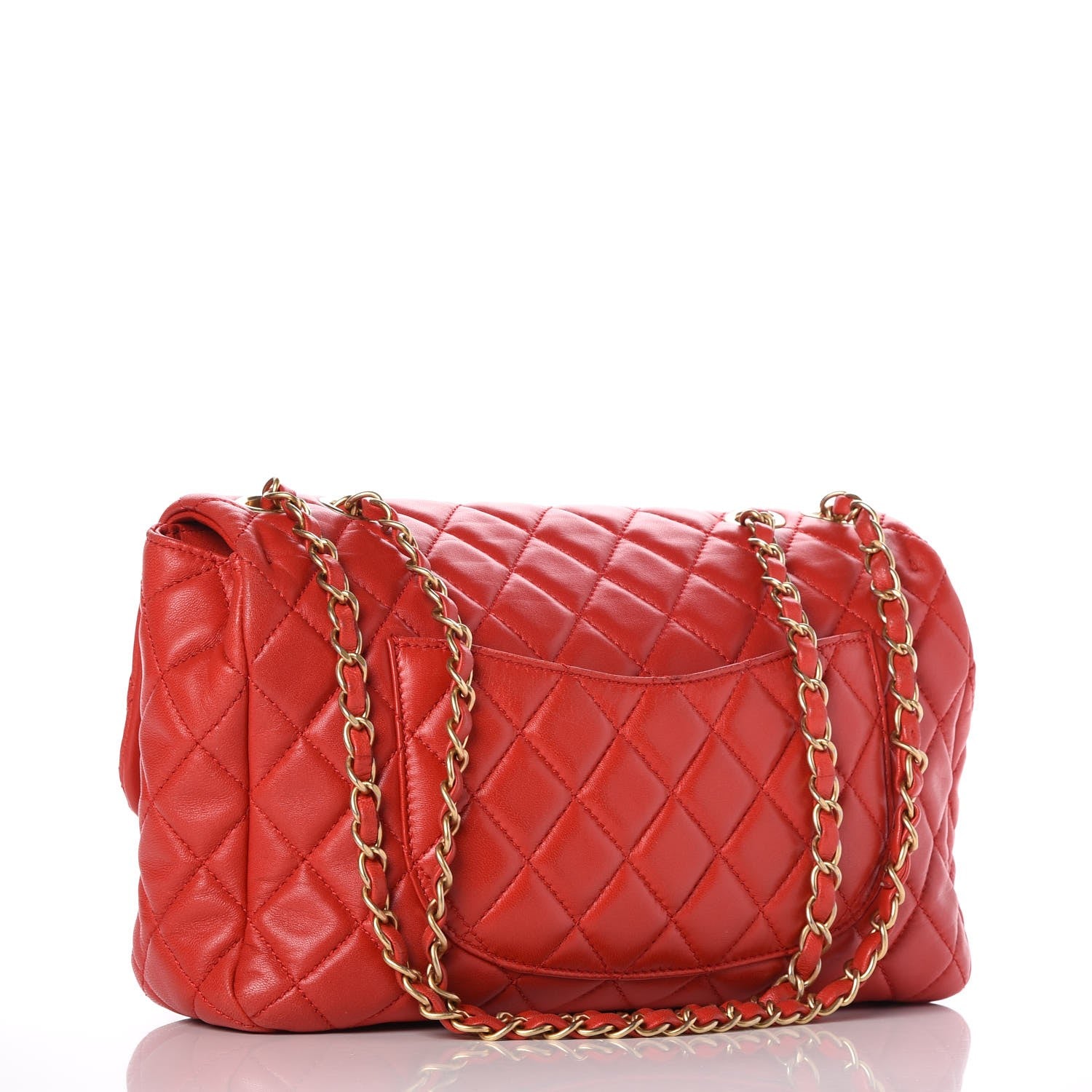 Chanel Lambskin Quilted Large Now and Forever Flap Red 4 of 10