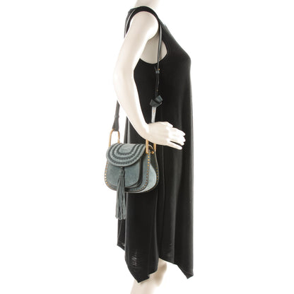 Chloe Suede Calfskin Braided Mini Hudson Shoulder Bag Cloudy Blue 2 of 7
