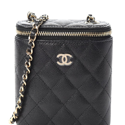 Chanel Caviar Quilted Small Vertical Coco Beauty Vanity Case With Chain Black 9 of 10