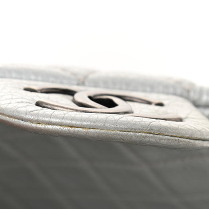 Chanel Metallic Calfskin Quilted XXL Travel Flap Bag Silver 11 of 14