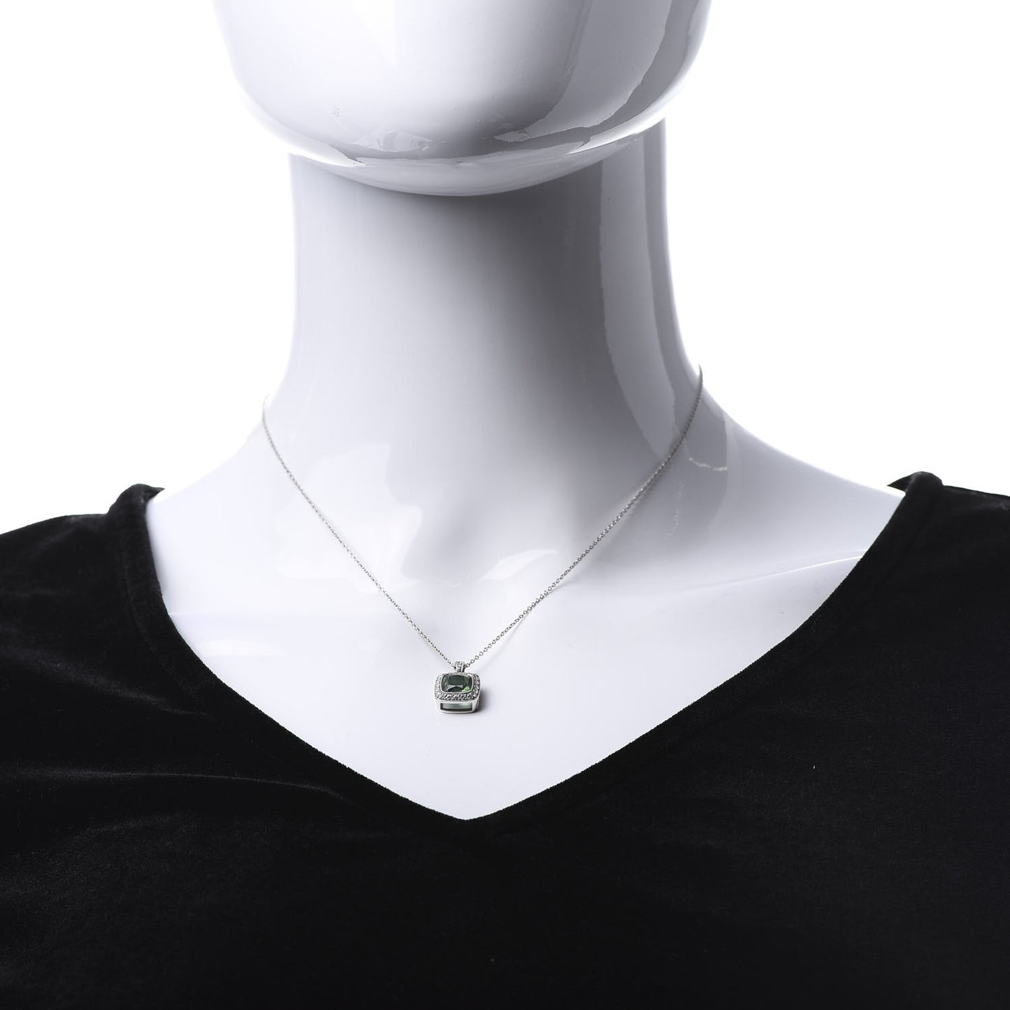 Platinum Diamond Green Tourmaline Legacy Pendant Necklace