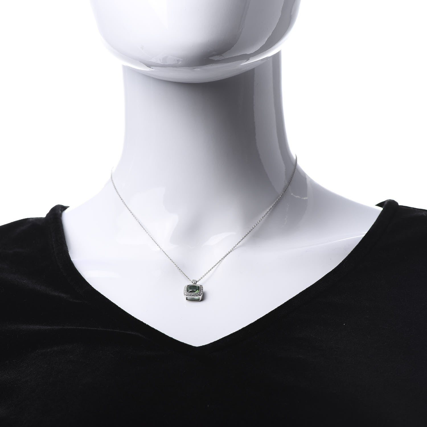 Tiffany Platinum Diamond Green Tourmaline Legacy Pendant Necklace 2 of 8