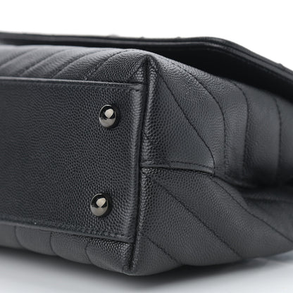Chanel Caviar Chevron Quilted Mini Coco Handle Flap So Black 10 of 11