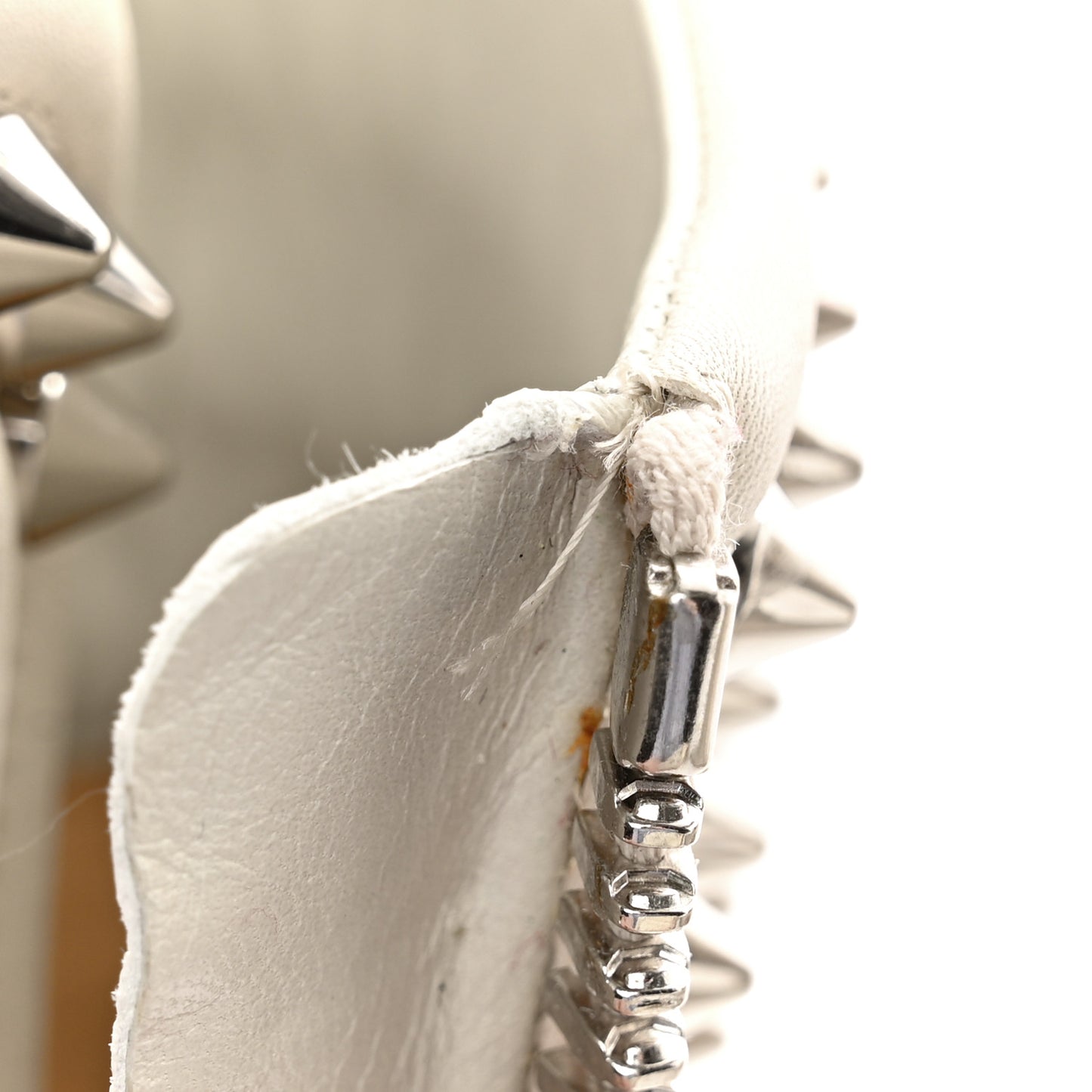 Calfskin Winter Spikes Combat Boots 38.5 White