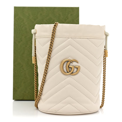 Gucci Calfskin Matelasse Mini GG Marmont 2.0 Bucket Bag White 12 of 12