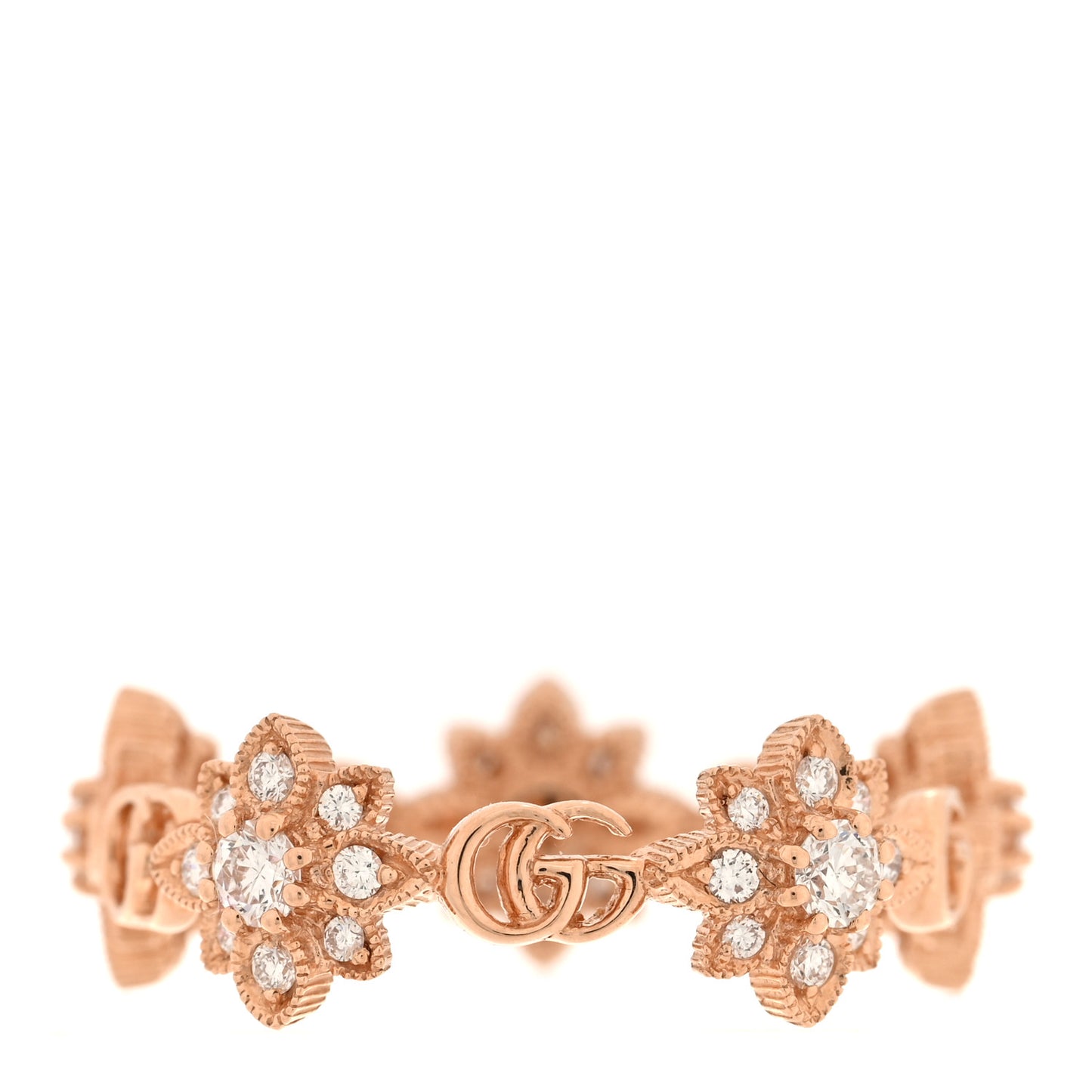18K Rose Gold Diamond Flora Ring 54 6.75