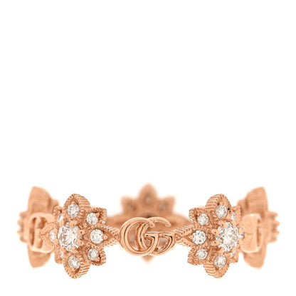Gucci 18K Rose Gold Diamond Flora Ring 54 6.75 3 of 5