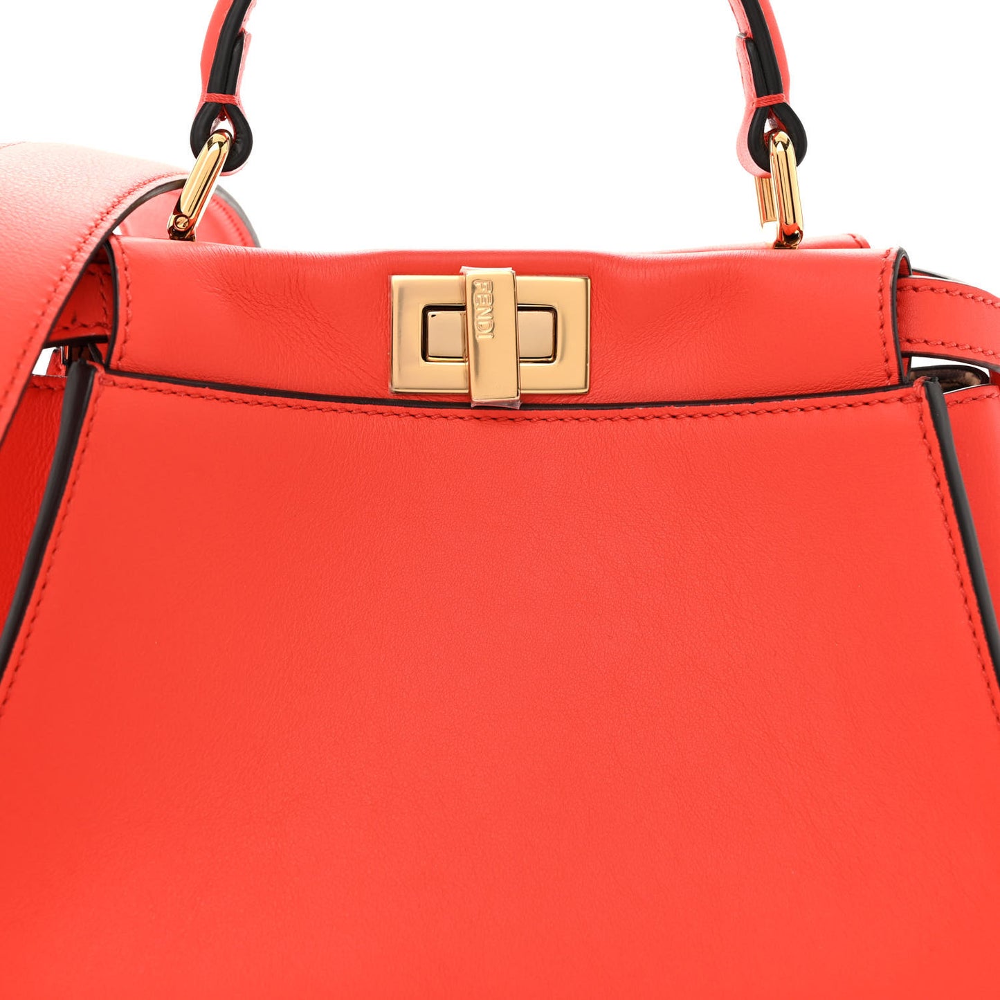 Vitello Seta Suede FF Mini Peekaboo Iconic Satchel Tulipano Miele Moro