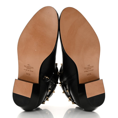 Valentino Garavani Grained Calfskin Rockstud Single Buckle 35mm Cowboy Ankle Boots 36.5 Black 5 of 11