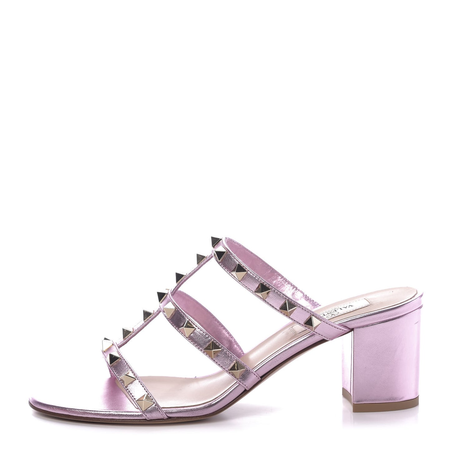 Metallic Nappa Rockstud 60mm Caged Slide Sandals 38.5 Giacinto