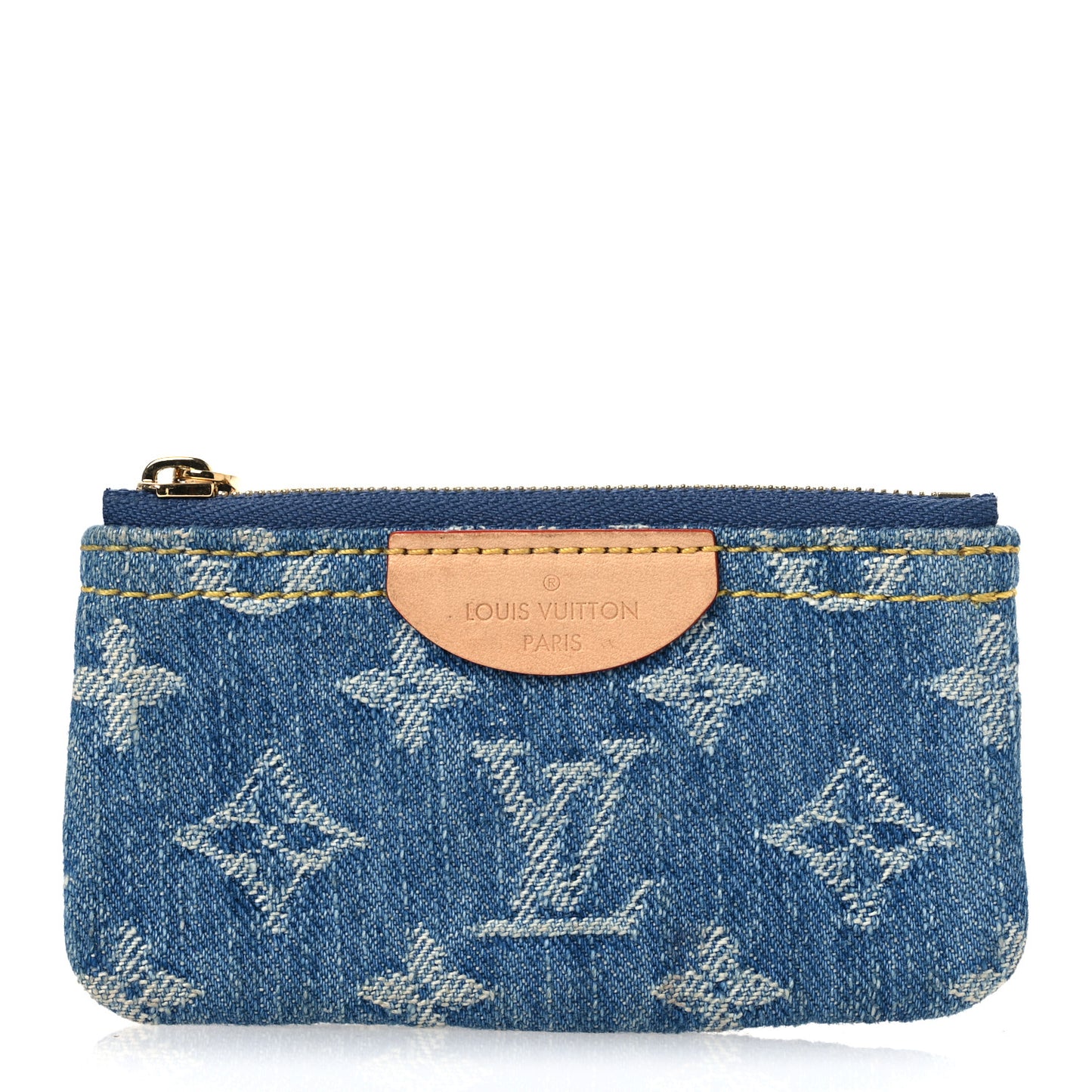 Monogram Denim Key Pouch Denim Blue