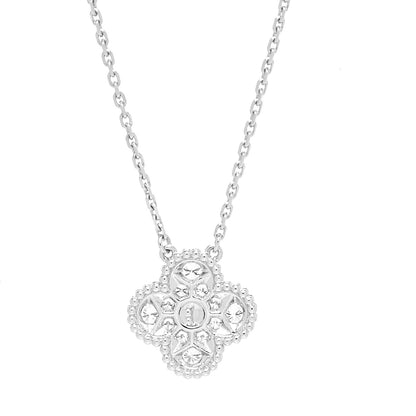 Van Cleef & Arpels 18K White Gold Diamond Vintage Alhambra Pendant Necklace 4 of 8