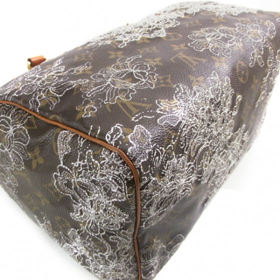 Louis Vuitton Monogram Dentelle Speedy 30 Silver 5 of 9