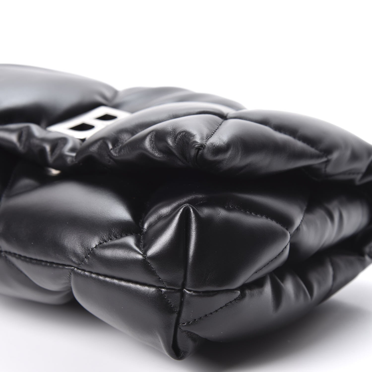 Balenciaga Nappa Calfskin Quilted Touch B Puffy Clutch Black 6 of 8