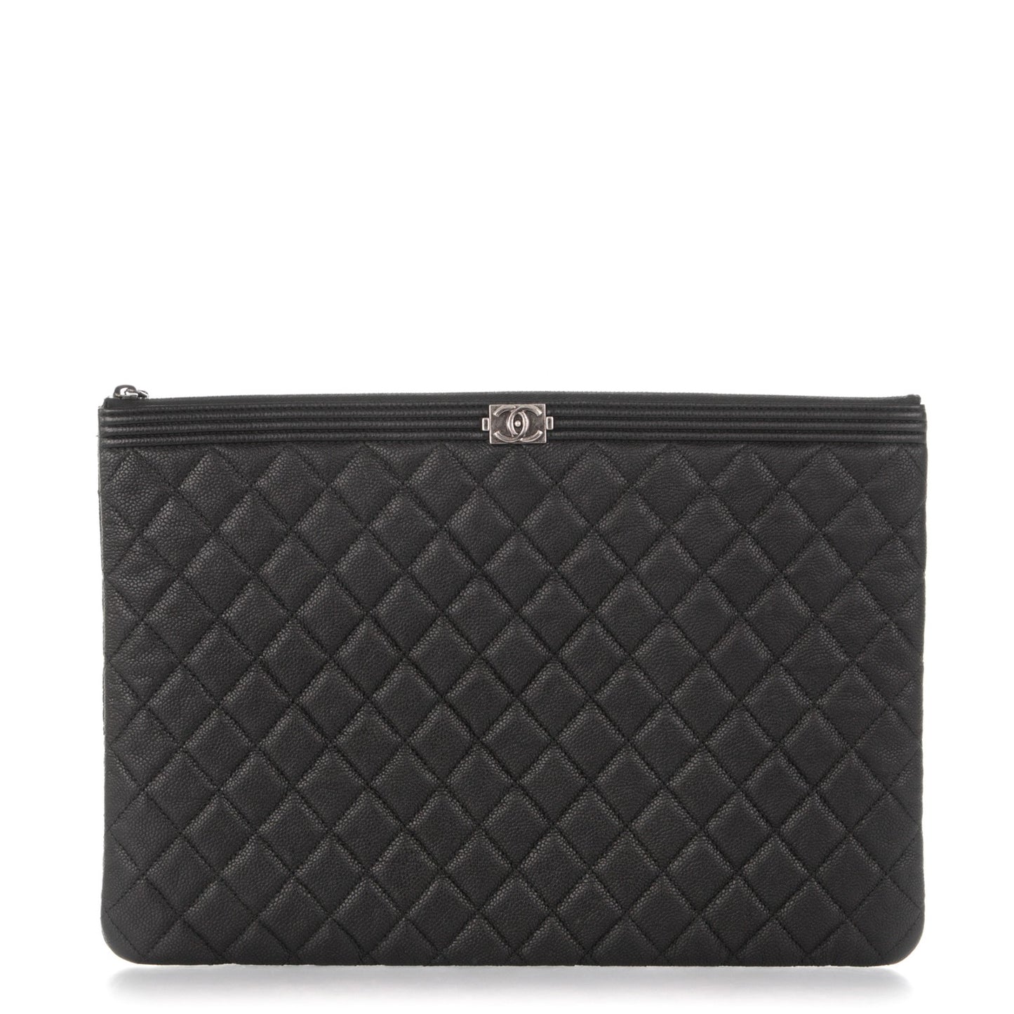 Caviar Quilted Large Boy Cosmetic Case Black