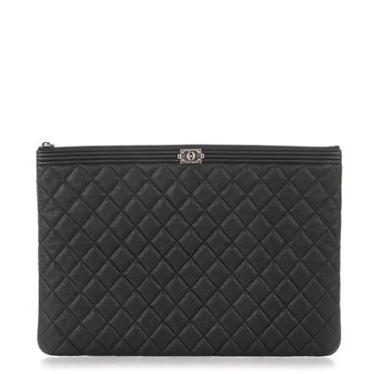 Chanel Caviar Quilted Large Boy Cosmetic Case Black 1 of 7
