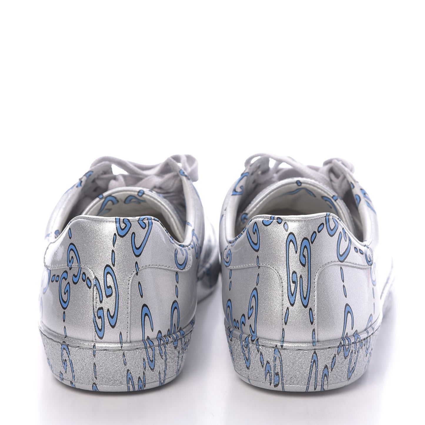 Miro Rubber Wax GucciGhost Print Mens New Ace Sneakers 8 Silver