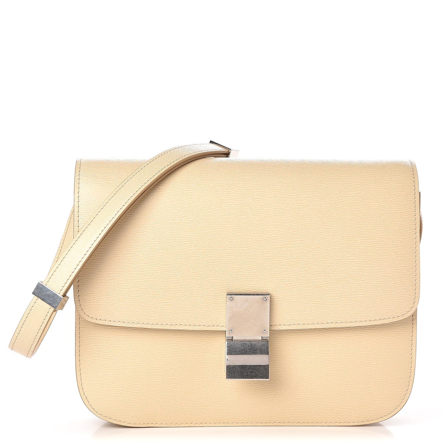 Liege Calfskin Medium Classic Box Flap Bag Cream