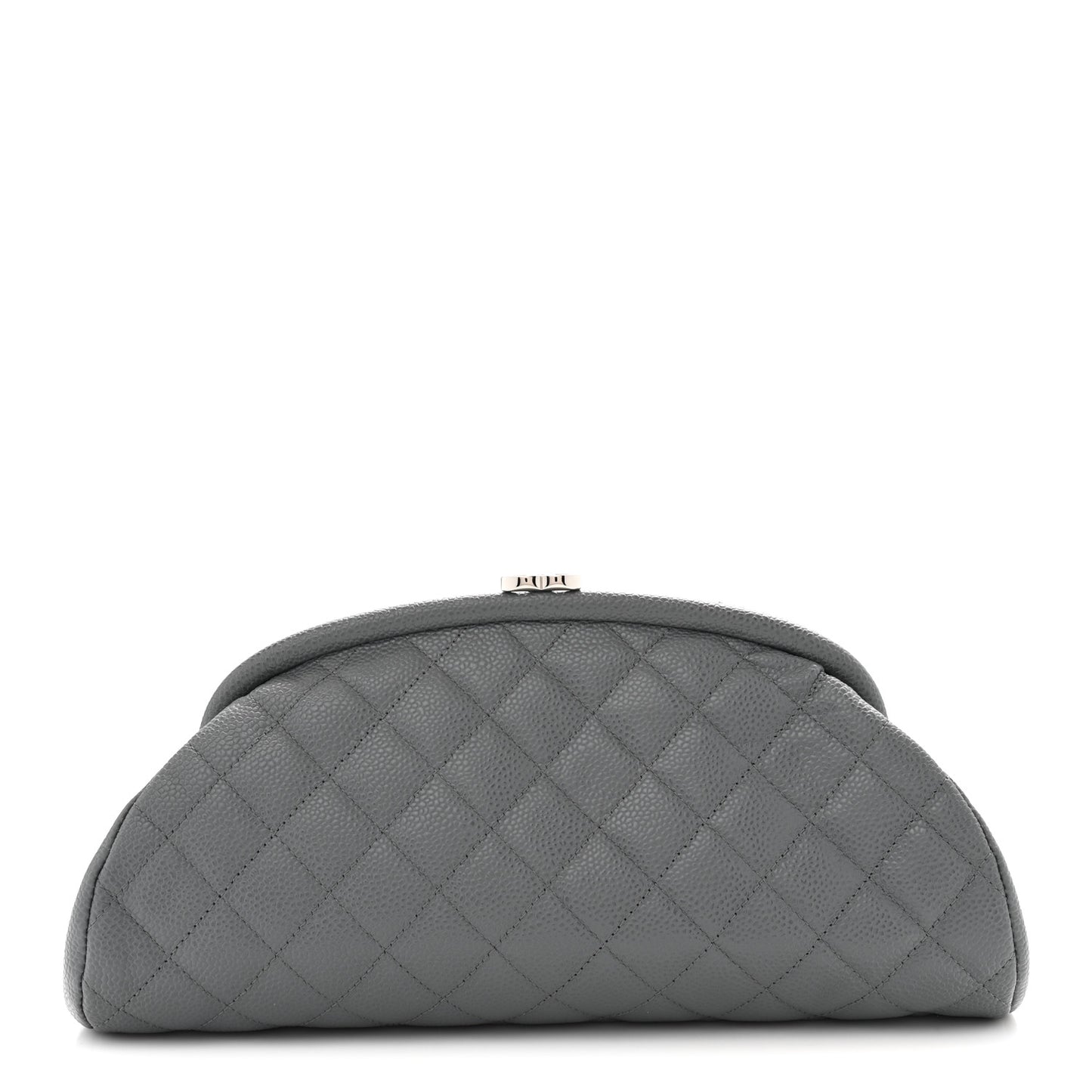 Caviar Quilted Timeless Clutch Dark Grey