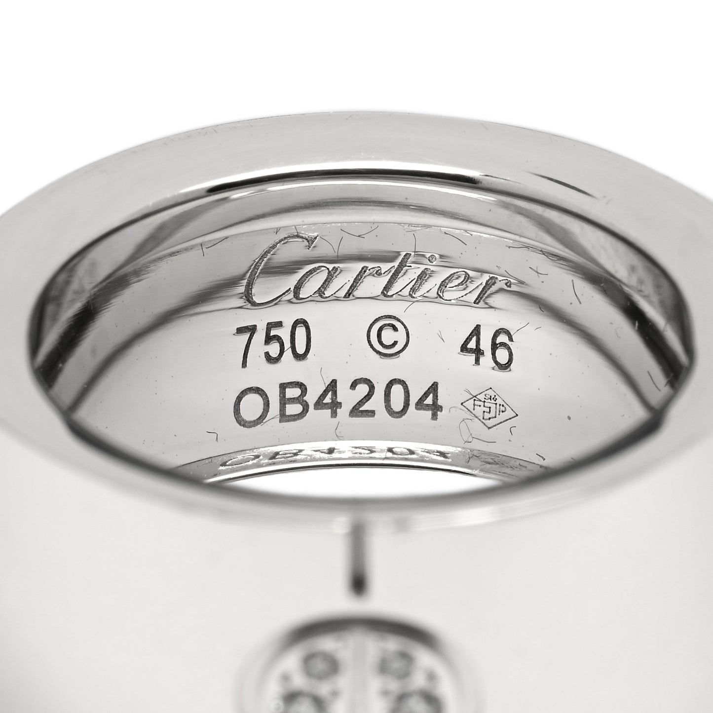 18K White Gold Diamond 11mm LOVE Ring 46 3.75