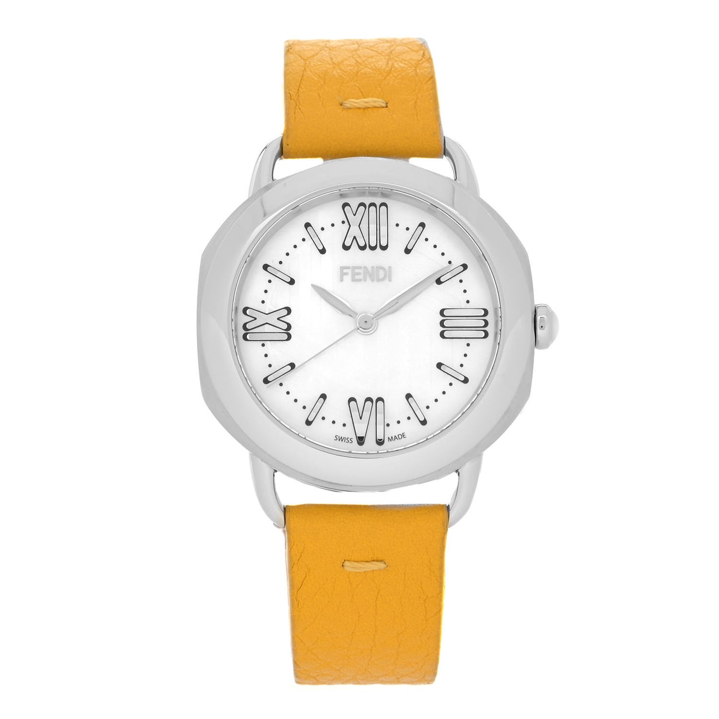 Stainless Steel Calfskin Mother of Pearl 36mm Selleria Quartz Watch Yellow