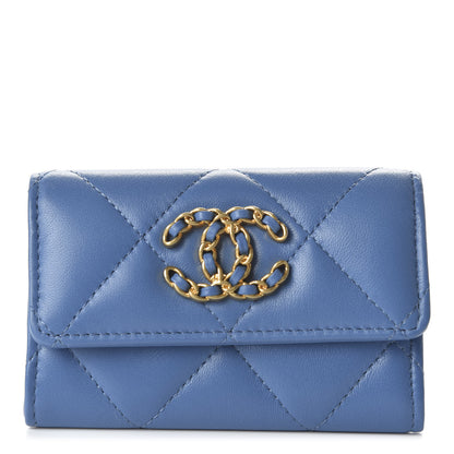 Chanel Lambskin Quilted Chanel 19 Flap Card Holder Light Blue 1 of 12